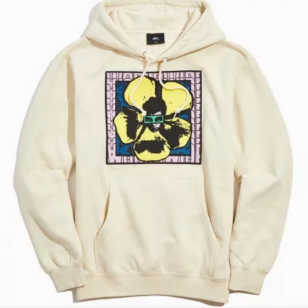 💥 Accepting offers on NWT Obey Hooded Graphic Sweatshirt in Cream Men’s Sz S